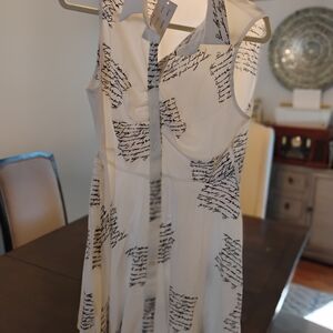 Elegant White Script Print Dress